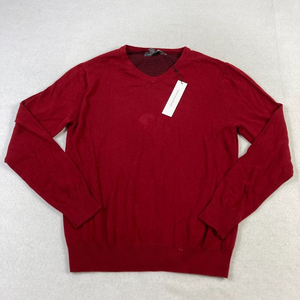 Grayson & Dunn Sweater Mens XL Red 100% Cotton V Neck Long Sleeve Casual NWT - Picture 1 of 12